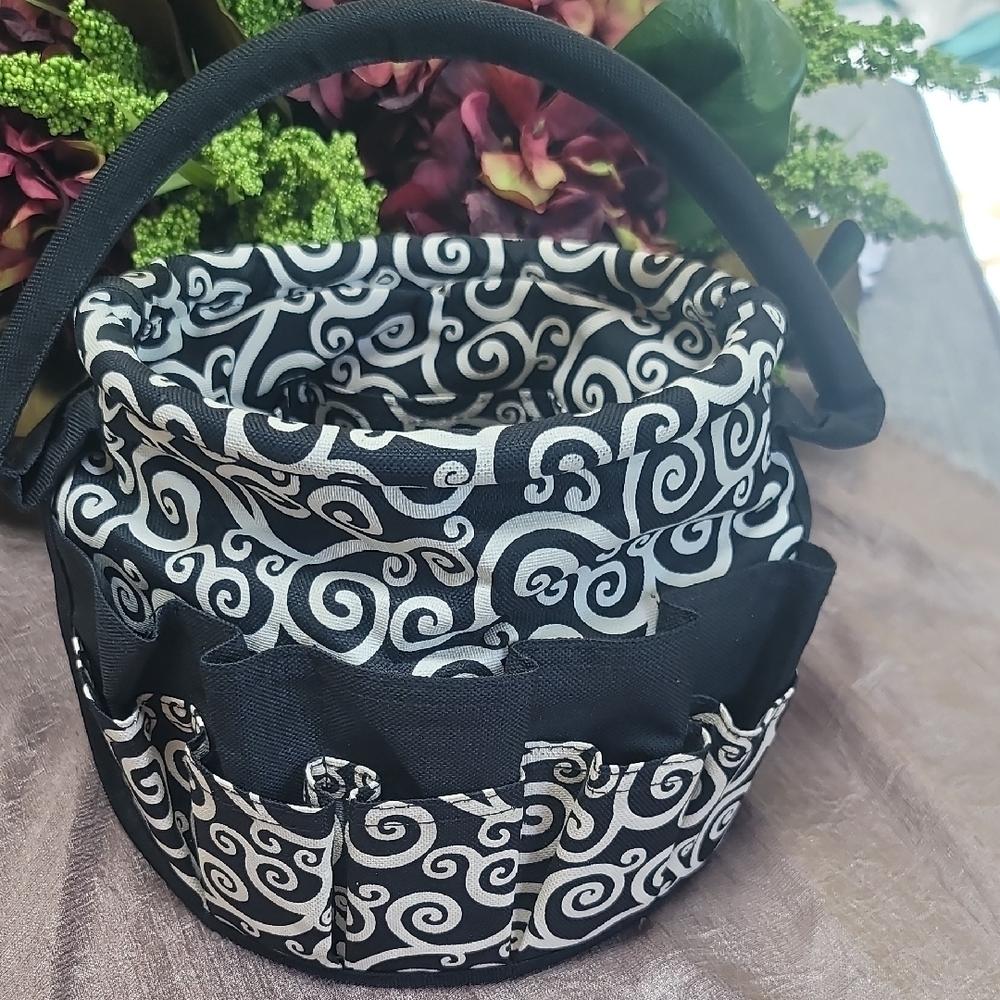 Elegant Black and White Swirl Handbag